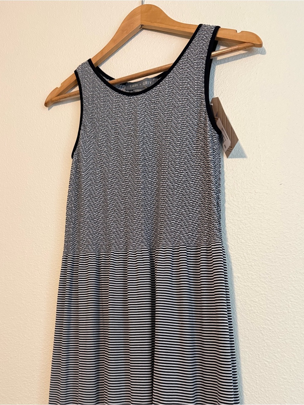 Black and White Striped Sleeveless Knit Maxi Dress